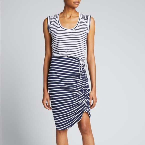 NWT VERONICA BEARD Tamri Navy and White Striped Rouched Dress Size XL - Picture 10 of 10
